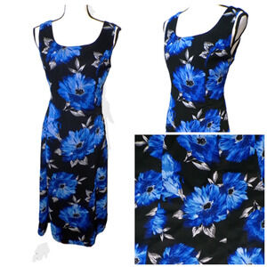 Y2k Slip Midi Dress Black Blue Floral Chiffon Phoebe Fairy Fairygoth Whimsigoth